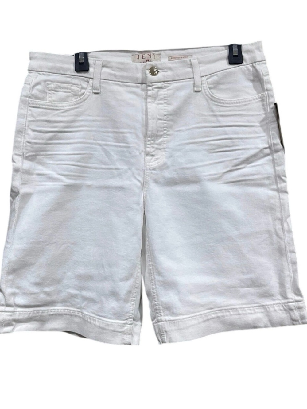 7 For All Mankind Women's 12 Bermuda Shorts Jen 7 White Stretch Sculpting 10”Ins